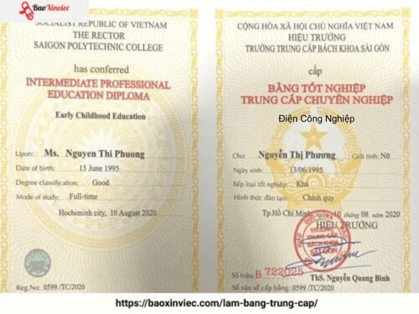 Làm Bằng Trung Cấp Ngành Điện Đảm Bảo Sử Dụng Toàn Quốc