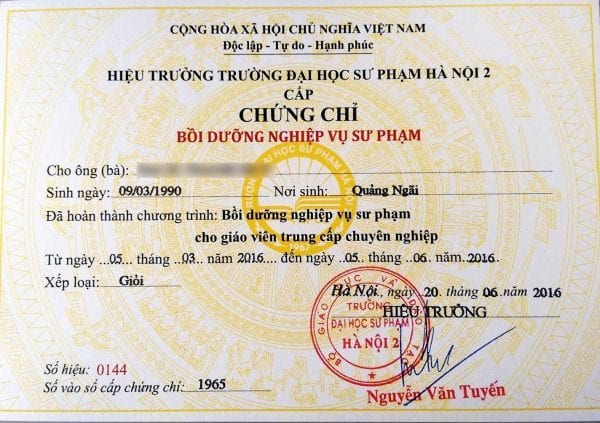 LÀM CHỨNG CHỈ NGHIỆP VỤ SƯ PHẠM CẤP TỐC