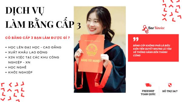 Dịch vụ làm bằng cấp 3 giả uy tín, chất lượng thật 100%