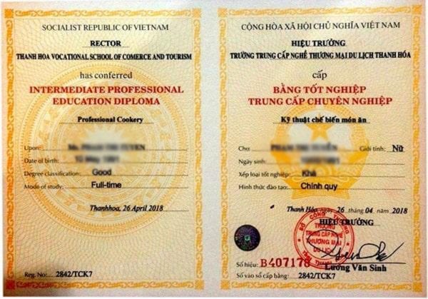Mua bằng trung cấp nấu ăn KHÔNG BỊ PHÁT HIỆN