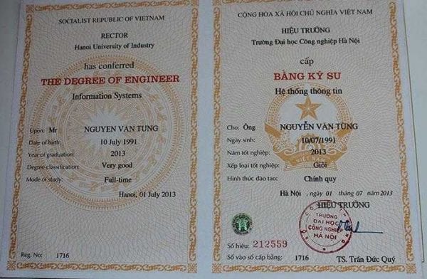 Mua Bằng Đại Học Công Nghiệp Hà Nội - Phôi Chuẩn Của BGD