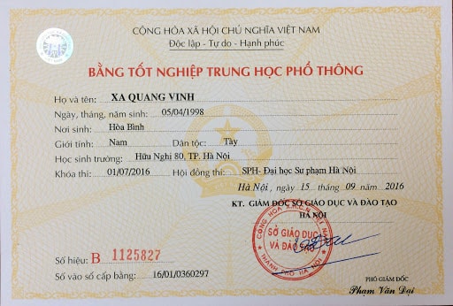 Chuyên Dịch Vụ Làm Bằng Cấp 3 ở Hà Nội Không Cọc Lấy Ngay
