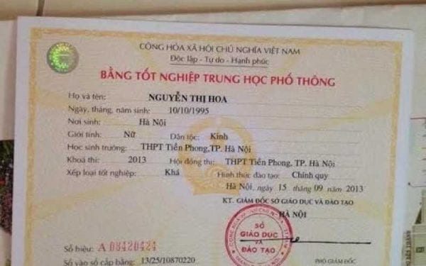 Nhận Làm Bằng Thpt Có Hồ Sơ Gốc Giá Rẻ Phôi Gốc 100% Theo Yêu Cầu Của Khách