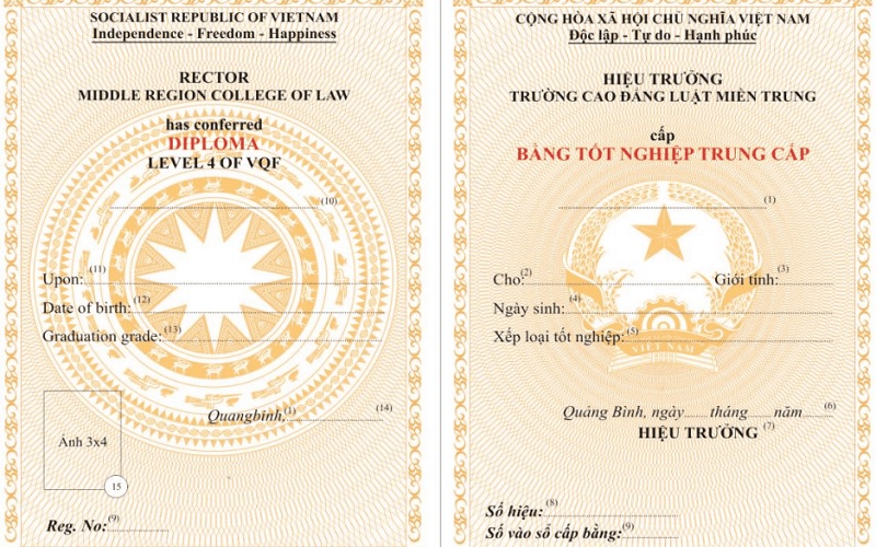 Mẫu bằng trung cấp nghề từ năm 2017 theo quy định mới