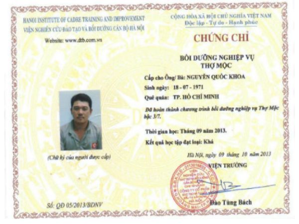 Làm Chứng Chỉ Nghề Mộc Lấy Ngay Tại Bao Xin Việc