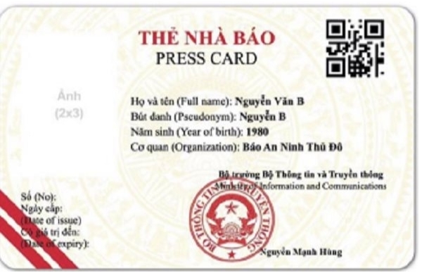 Mẫu thẻ nhà báo đang được làm tại Bao Xin Việc (2021-2025)