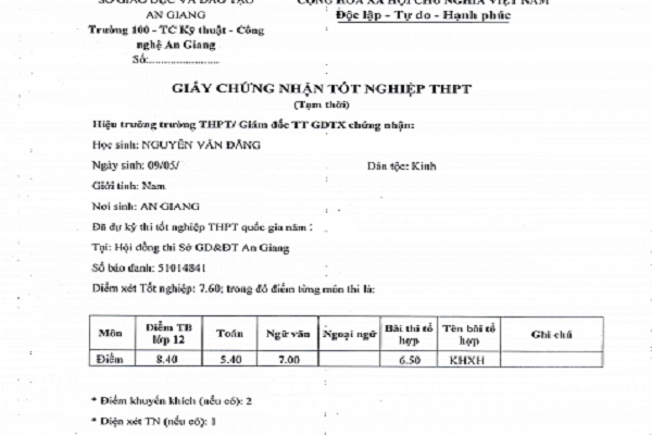 Cung cấp thông tin chi tiết về các trường hợp sử dụng bằng tốt nghiệp tạm thời