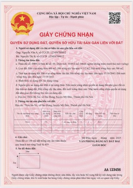 Nội dung của Giấy Chứng Nhận Quyền Sử Dụng Đất